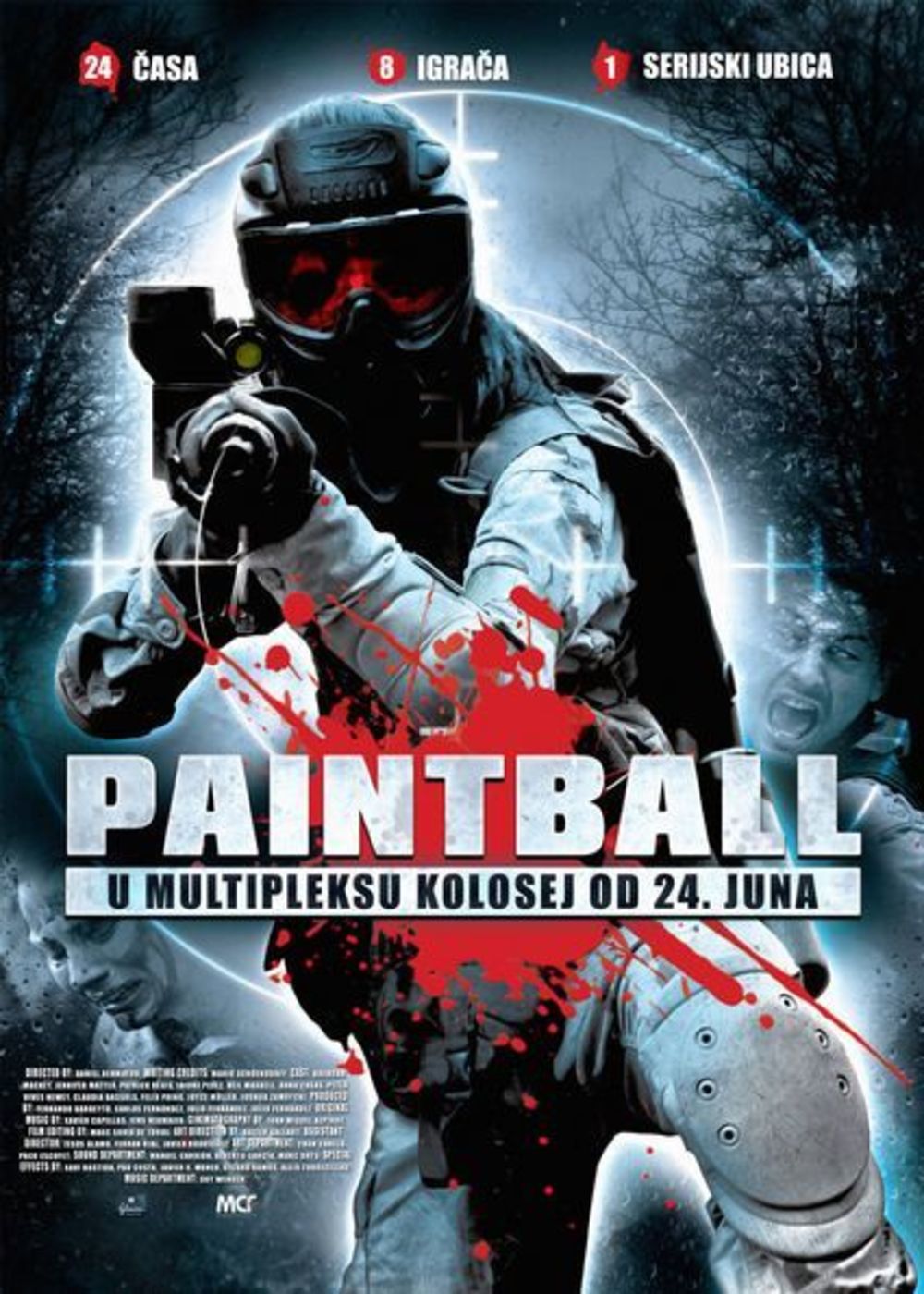 Horor film Paintball, o grupi mladih ljubitelja pejntbola koje tokom igre počinje da progoni nepoznati napadač sa pravim mecima, od 24. juna nalazi se na redovno repertoaru multipleksa Kolosej.