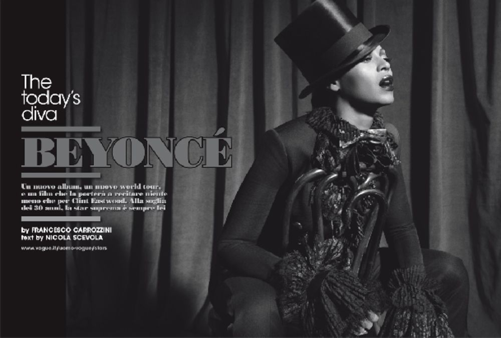 Uvek predana poslu pevačica Bijonse uspela je da i sa svojim četvrtim studijskim albumom osvoji čitavu planetu, pa je tako dvadesetdevetogodišnja zvezda dospela na naslovnicu italijanskog izdanja magazina Vogue u kojem je pozirala u duhu vodvilja popularnih u