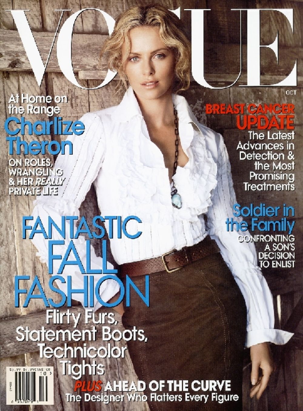 Oskarovka Šarliz Teron do sada je četiri puta osvanula na naslovnici prestižnog modnog magazina Vogue. Nakon kratkotrajne pauze u karijeri i povratka na veliko platnom komedijom Young Adult sve lepša Južnoafrikanka pozirala je legendarnoj Eni Lebovic za još je