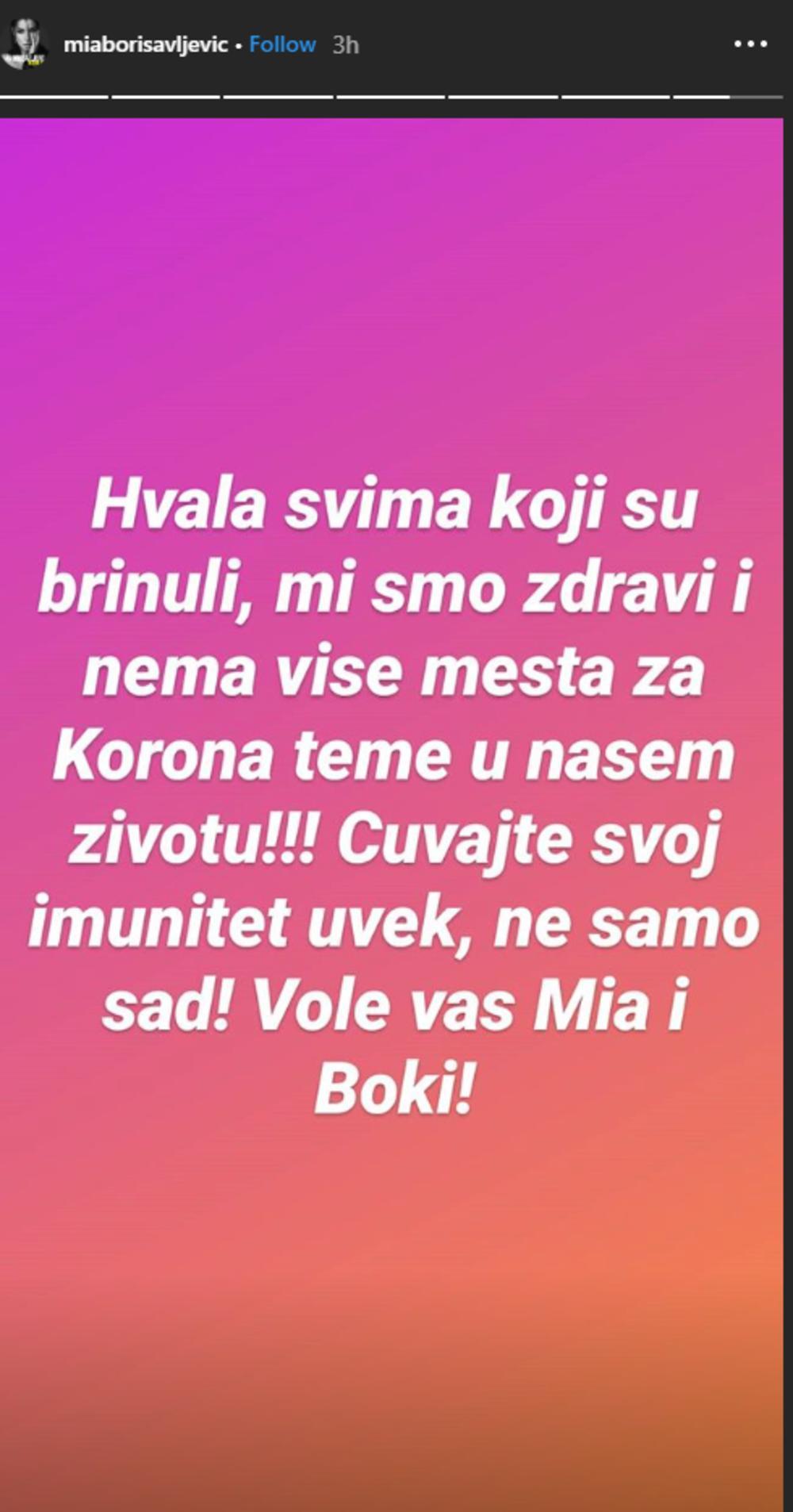 <p>Mia Borisavljević i njen Bojan Grujić su se i drugi put testirali na korona virus</p>