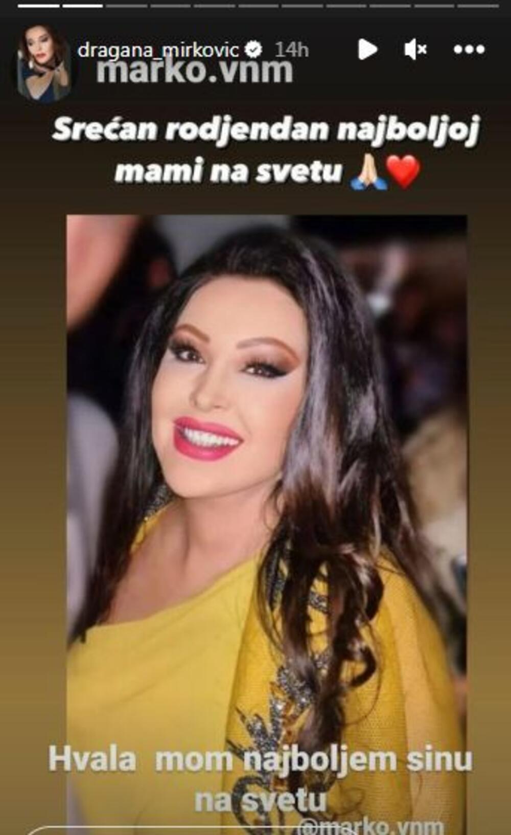 Sin Dragane Mirković čestitao je majci rođendan na Instagramu