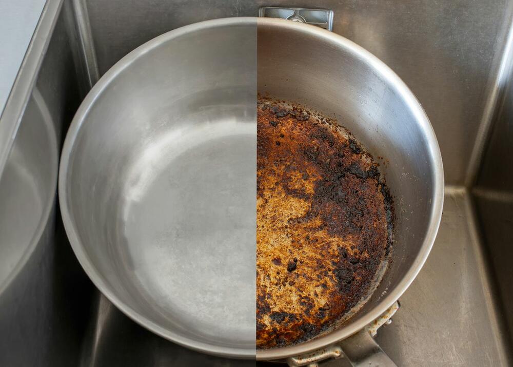 Zagorela šerpa pre i posle ribanja solju