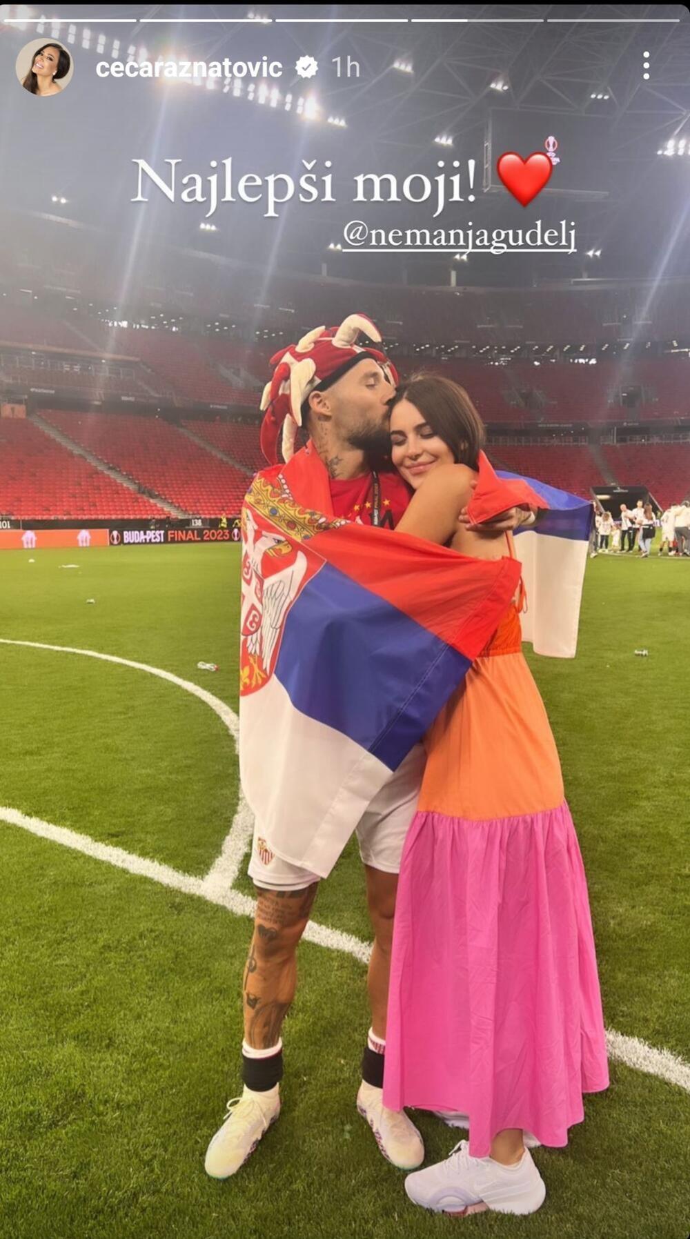 Nemanja i Anastasija u zagrlaju nakon pobede španske ekipe