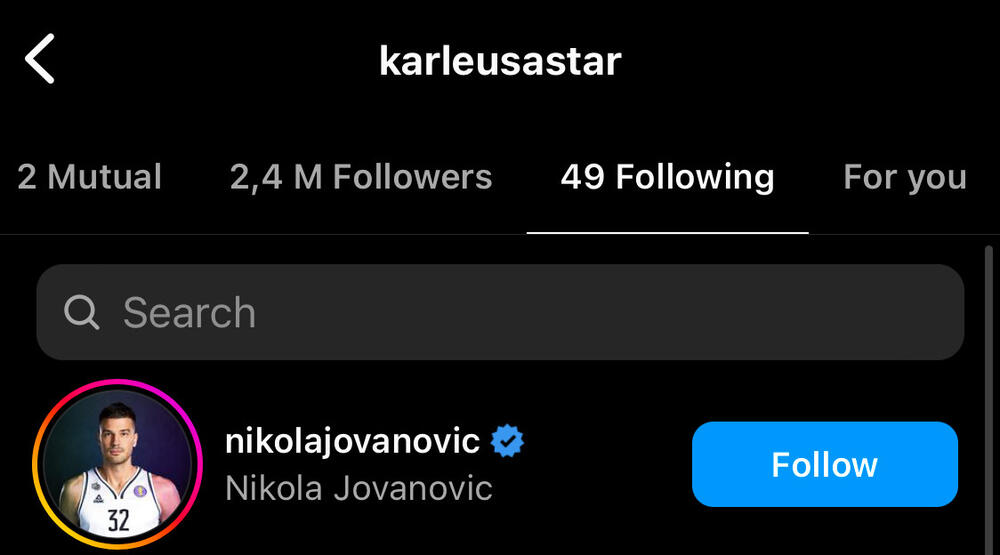 Jelena Karleuša je zapratila na Instagramu košarkaša Nikolu Jovanovića 