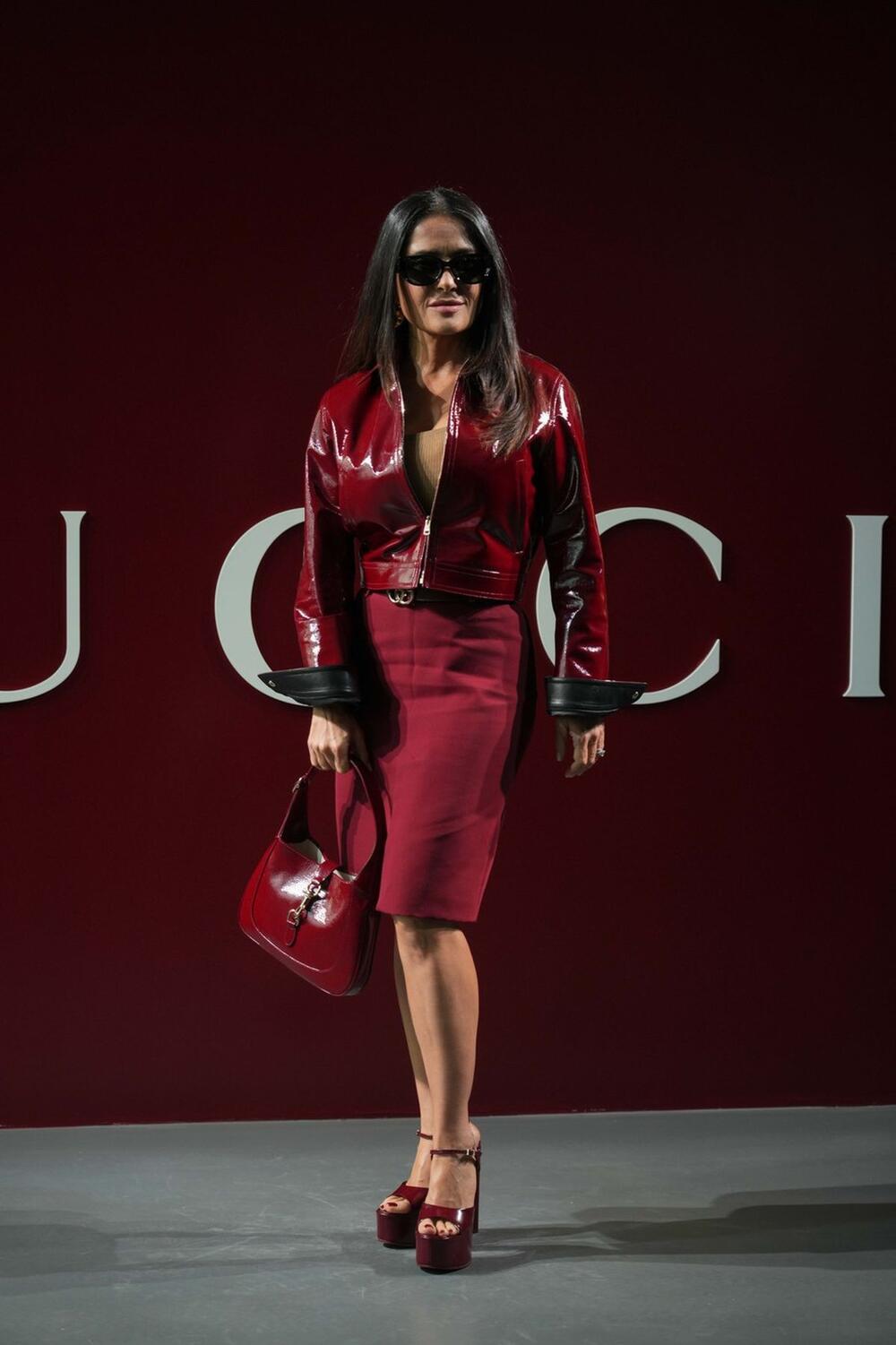 Glumica Salma Hajek na reviji brenda Gucci na Nedelji mode u Milanu