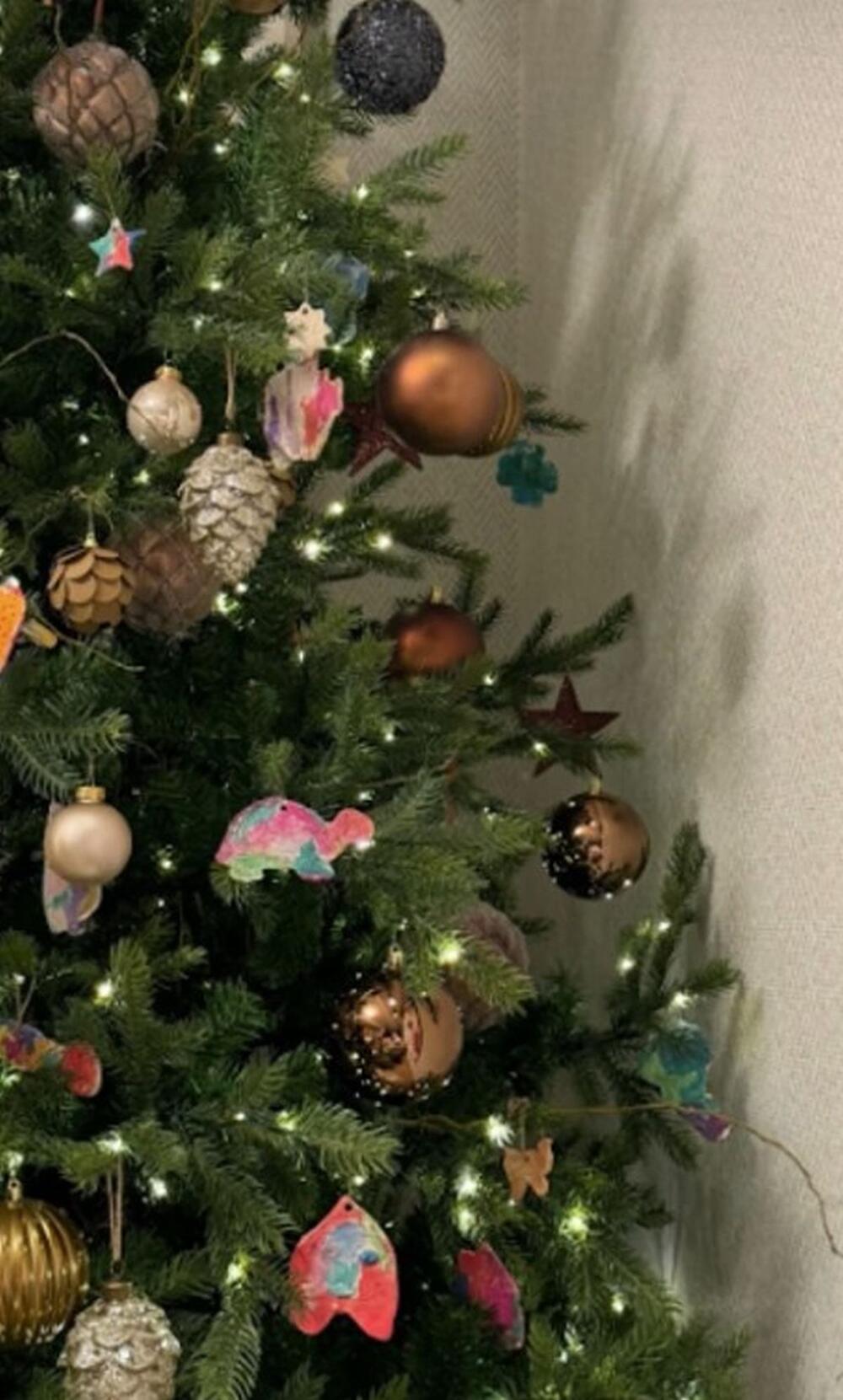 Novogodišnja jelka Jelisavete Orašanin Teodosić i Miloša Teodosića ove godine ulepšana je ukrasima koje su pravila njihova deca, sin Bogdan i ćerka Petra.