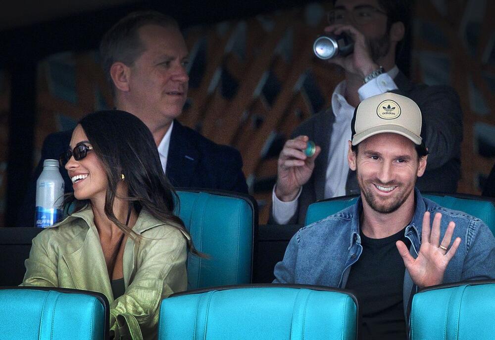 Antonela Rokuco i Lionel Mesi na Novakovom meču u Majamiju