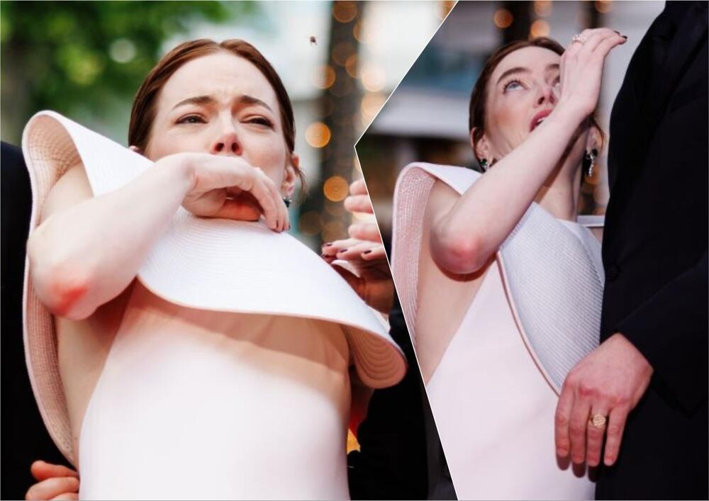 Ema Stoun na crvenom tepihu pred premijeru filma 'Edington' na 78. Kanskom festivalu