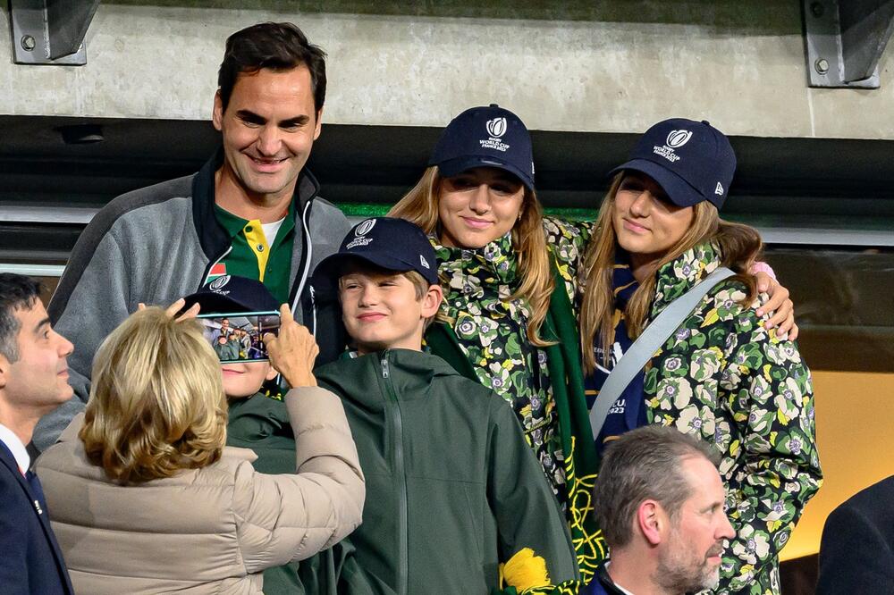 Rožer Federer s porodicom na Svetsko prvenstvu u ragbiju 2023. godine