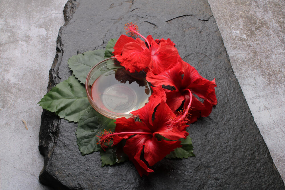 Ulje hibiskusa je bogato vitaminom C, E (tokoferol), kao i B2 i B3, što ga čini snažnim antioksidansom za negu kože i kose.