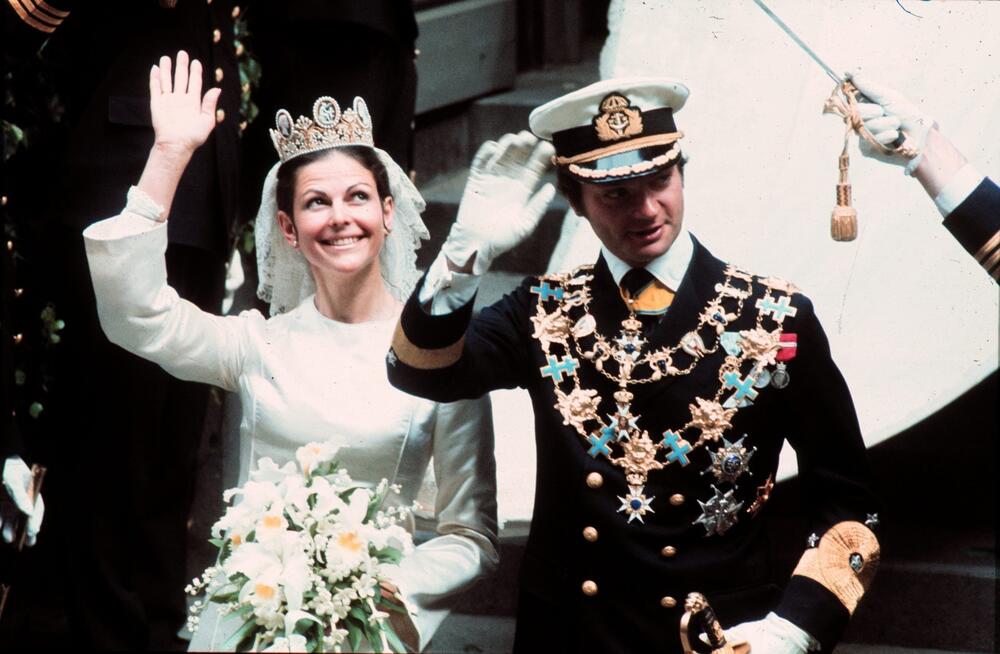 Kraljica Silvija od Švedske i kralj Karl Gustaf od Švedske na svom venčanju