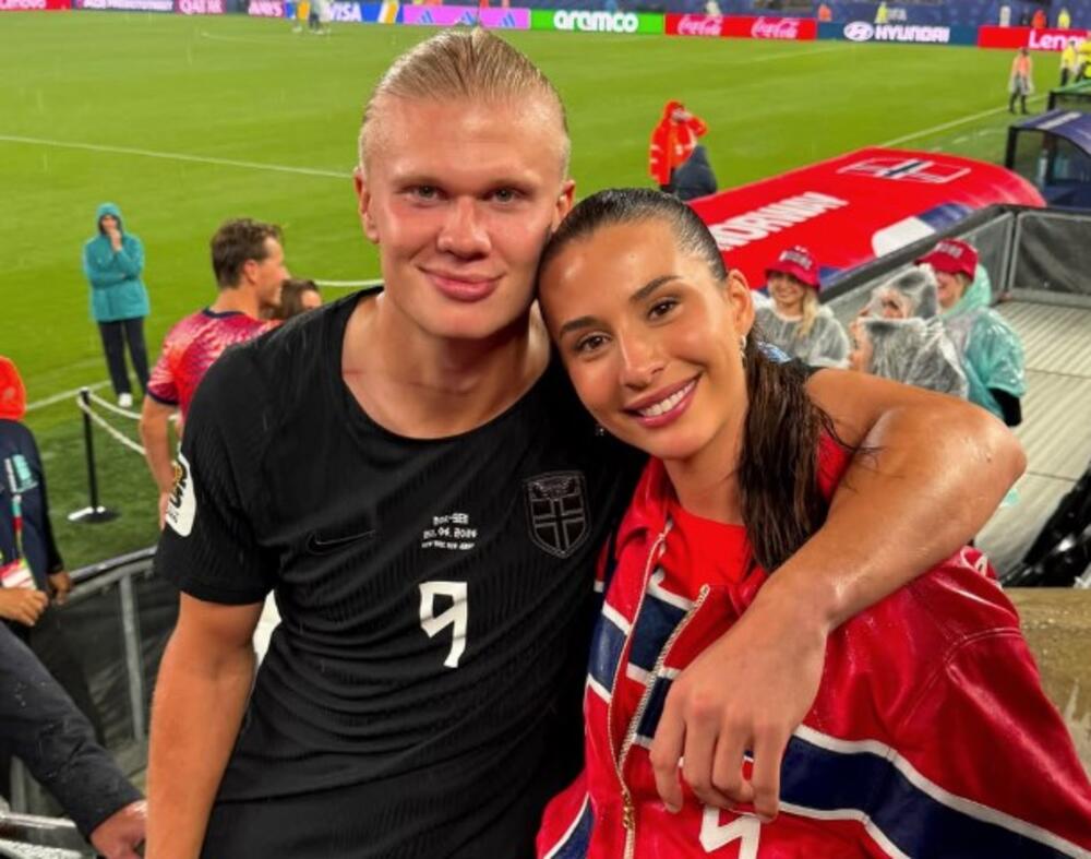 Erling Haland i njegova vanbračna supruga Isabel Haugseng Johansen na Mundijalu